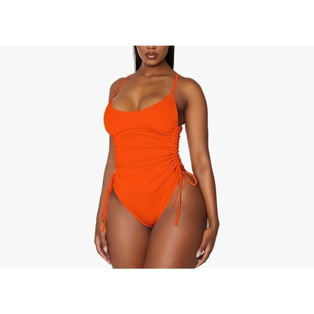 NEW 1 Pc Swimsuits Tummy Control Swimwear Ruched High Cut Bathing Suit L
